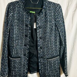 Elegant Tweed Jacket - Navy